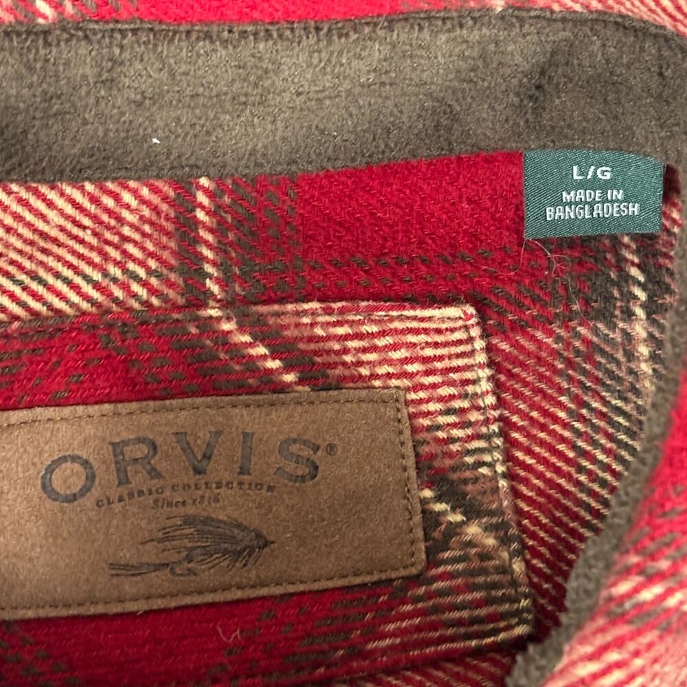 ORVIS Flannel Shirt Plaid Men's Large - Picture 3 of 8